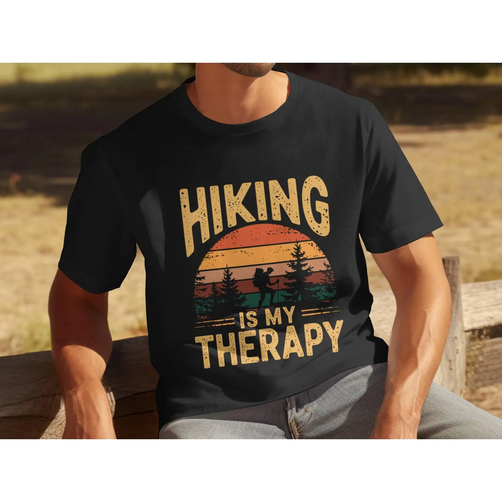 Outdoor Adventure Therapy - Męska koszulka w stylu vintage z